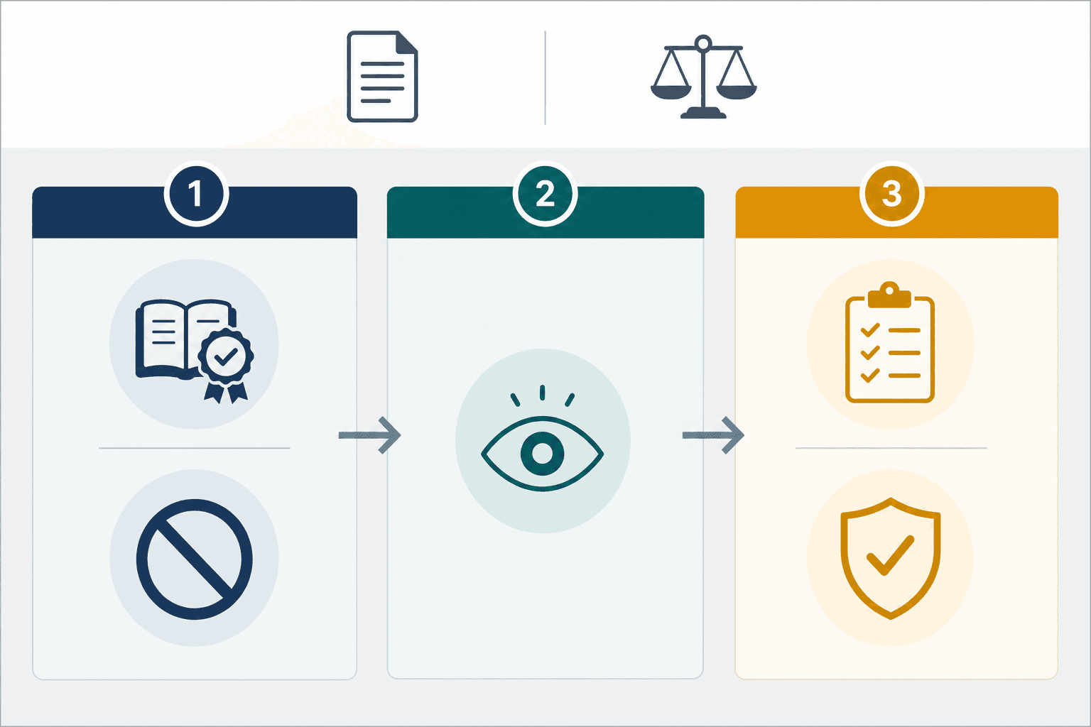 Three-column compliance roadmap diagram: navy blue column for obligations already in force, deep teal column for August 2026 obligations, amber column for December 2027 Annex III deployer deadline, with connecting arrows and icons for each phase.